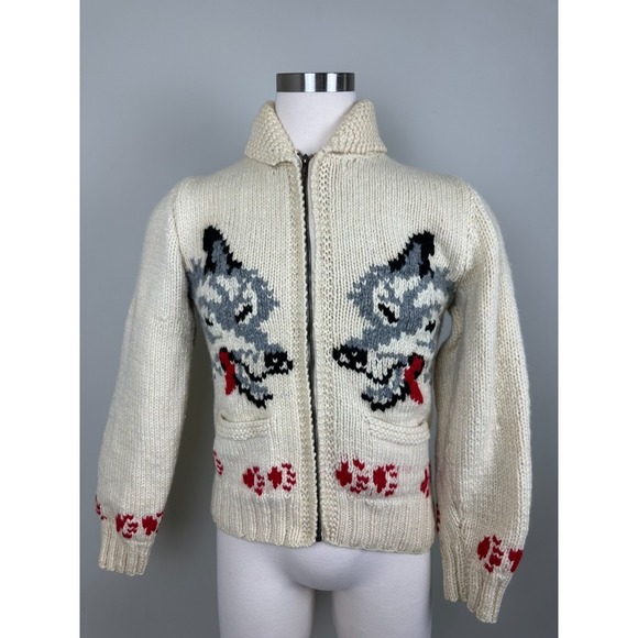 Vintage Other - RARE Vintage 1950s Wolf Mary Maxim Cowichan Sweater Wool 100% Large